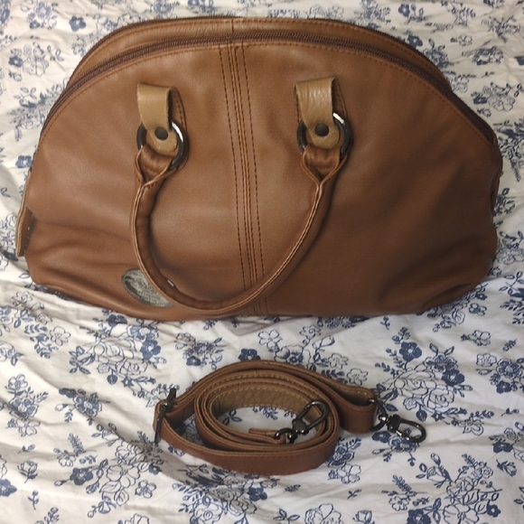 Peruzzi Brown Leather Satchel - Picture 1 of 11